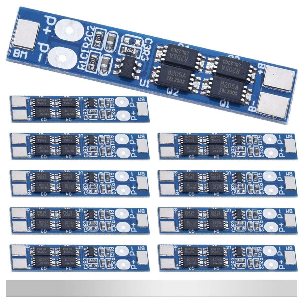 10 Pcs 2S 7.4V 8.4V 8A Lithium Battery Protection Board BMS PCB Protection Board MOS 18650 Charger Module for Li-ion Lithium Battery with Nickel Strip