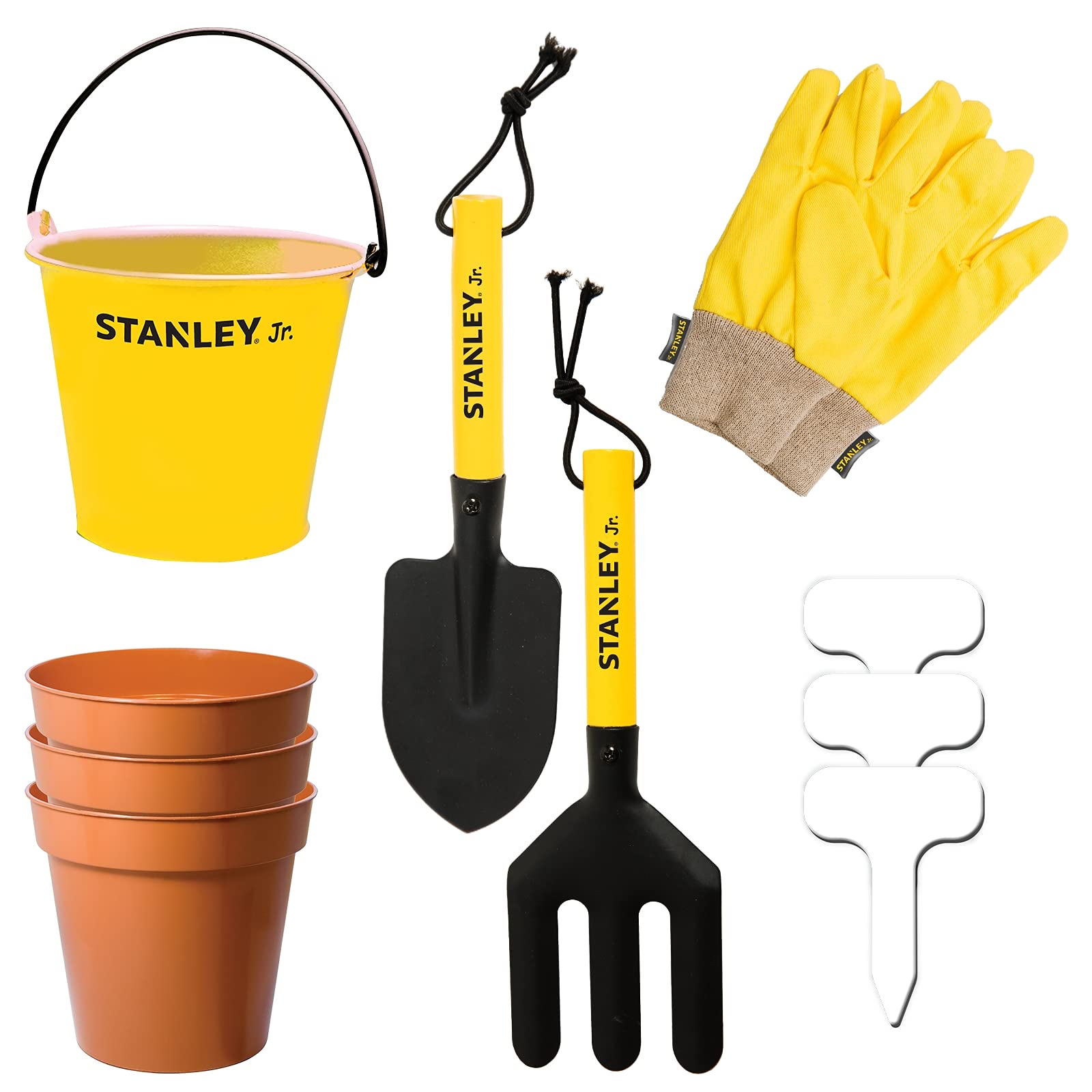 Red Toolbox Stanley Jr. Lot de 10 outils de jardinage pour cultiver les jeunes esprits, pouce vert à partir de 3 ans