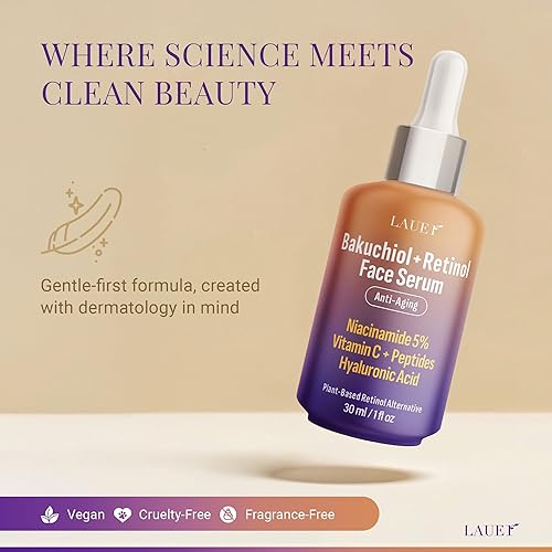 Miniatura 4 de Bakuchiol - Suero de retinol para cara con vitamina C ácido hialurónico y niacinamida, suero a base de plantas antienvejecimiento que reduce las