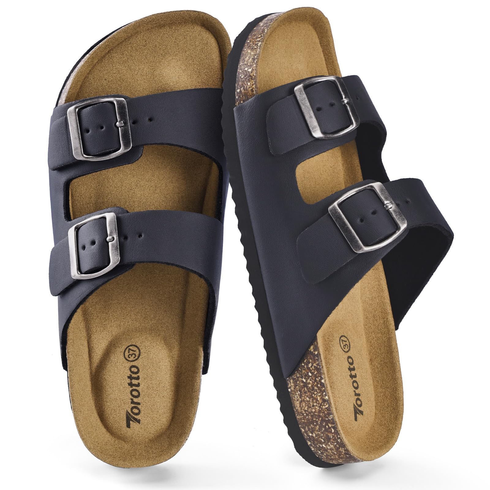 Torotto Damen Pantoletten Sandalen Leder Erwachsene Clogs Hausschuhe Arbeitsschuhe Bequeme Classic