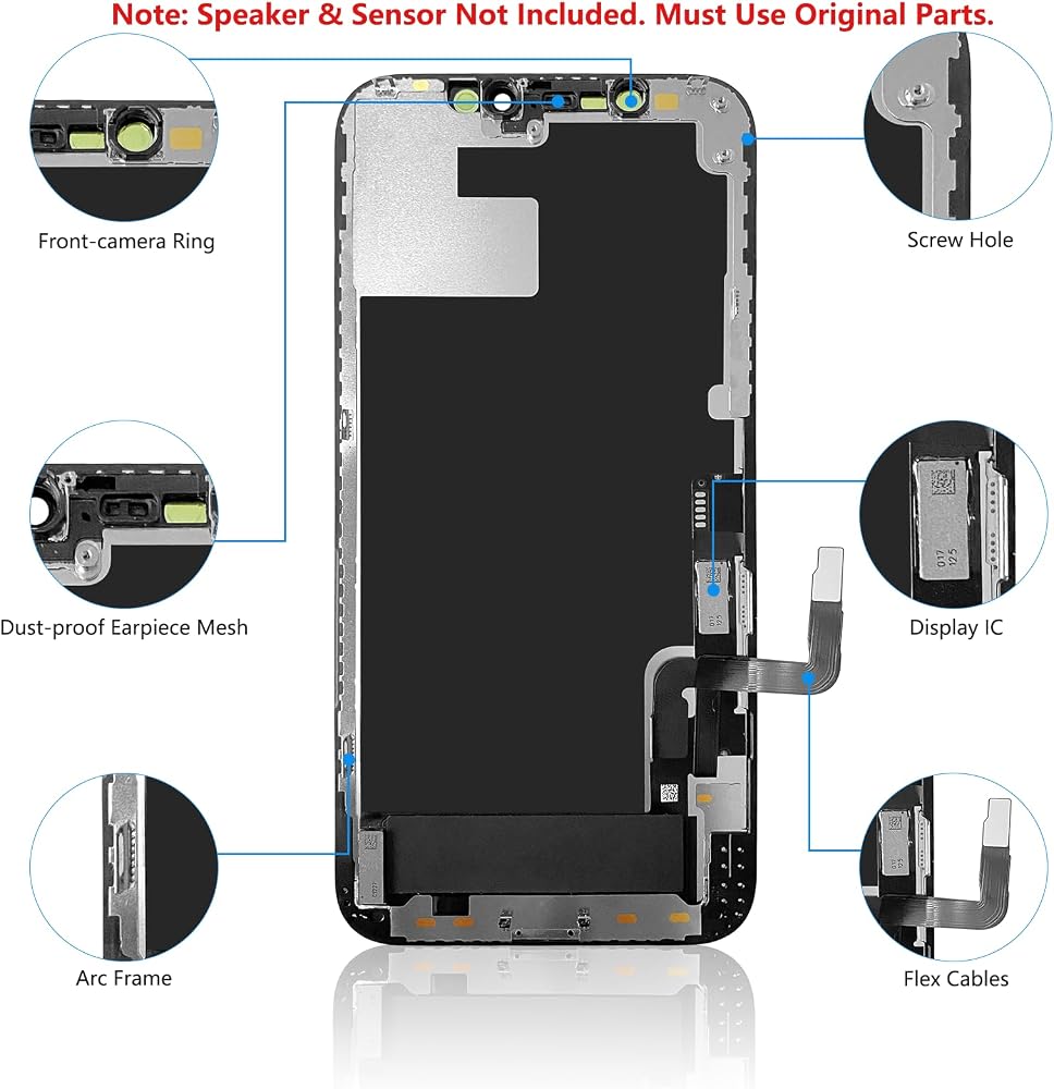 for iPhone 12/12 Pro Screen Replacement 6.1", Bsz4uov 3D Touch Screen LCD Display Digitizer for 12/12 Pro Cell Phone Repair Kits+Waterproof Frame Sticker+Tempered Protector