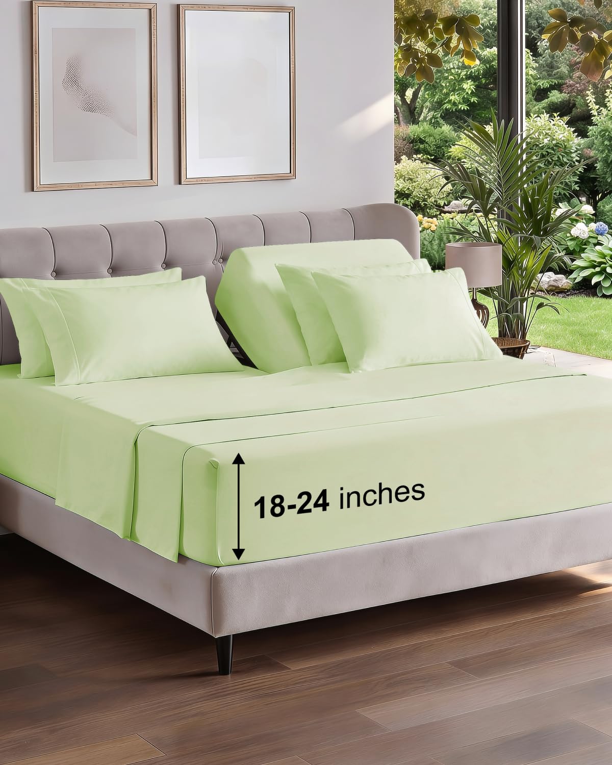 CGK Extra Deep Flex Top Split Head King 6pc Cooling Sheet Set - Sage Green