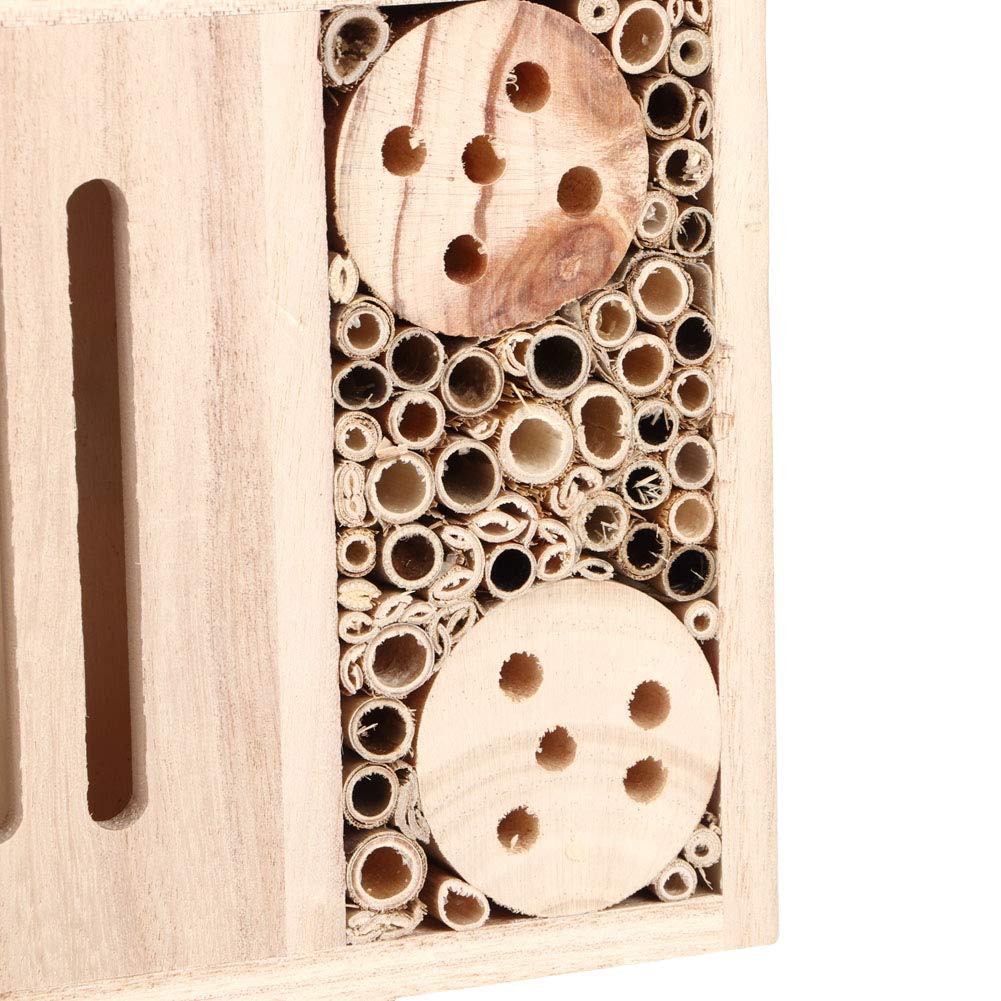 Ejoyous Casetta per Insetti Casetta per Api in Legno Cassetta per Nidificazione in Legno di Noce di Candela 13,6 X 10 X 1,6 Pollici con Tubolari Decorazione da Parete da Giardino per l'osservazione