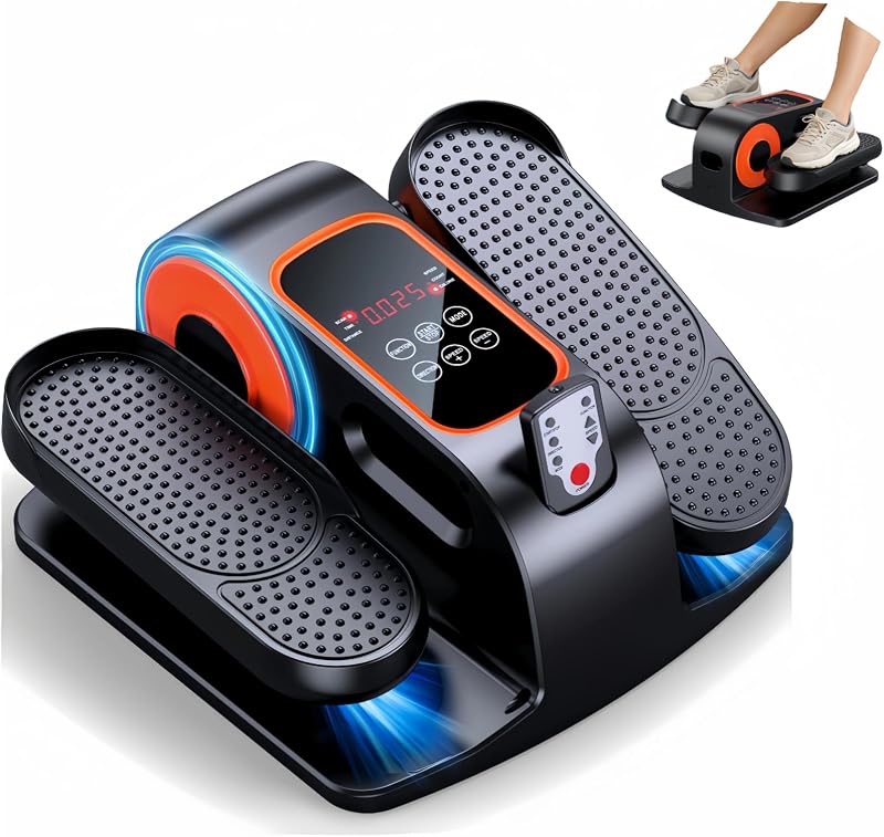 Ejercitador elíptico para debajo del escritorio, ejercitador de piernas elíptico para personas mayores, elíptico portátil para el hogar con control remoto y 12 velocidades ajustables, ejercitador de pedal eléctrico sentado