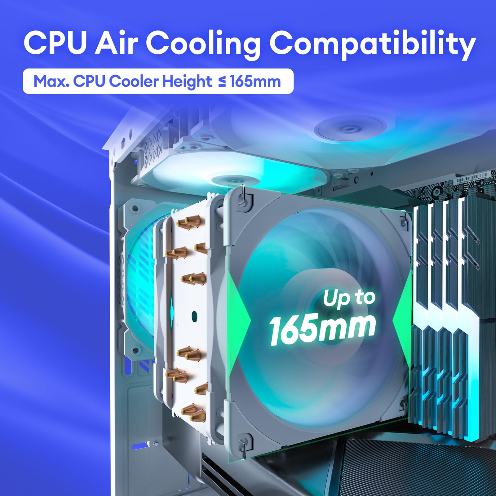 Okinos Aqua UNO - Custodia Micro ATX, senza supporto per radiatore, lunghezza massima GPU 309 mm, frontale e laterale in vetro temperato panoramico a sgancio rapido, ventole ARGB 3 x 120 mm