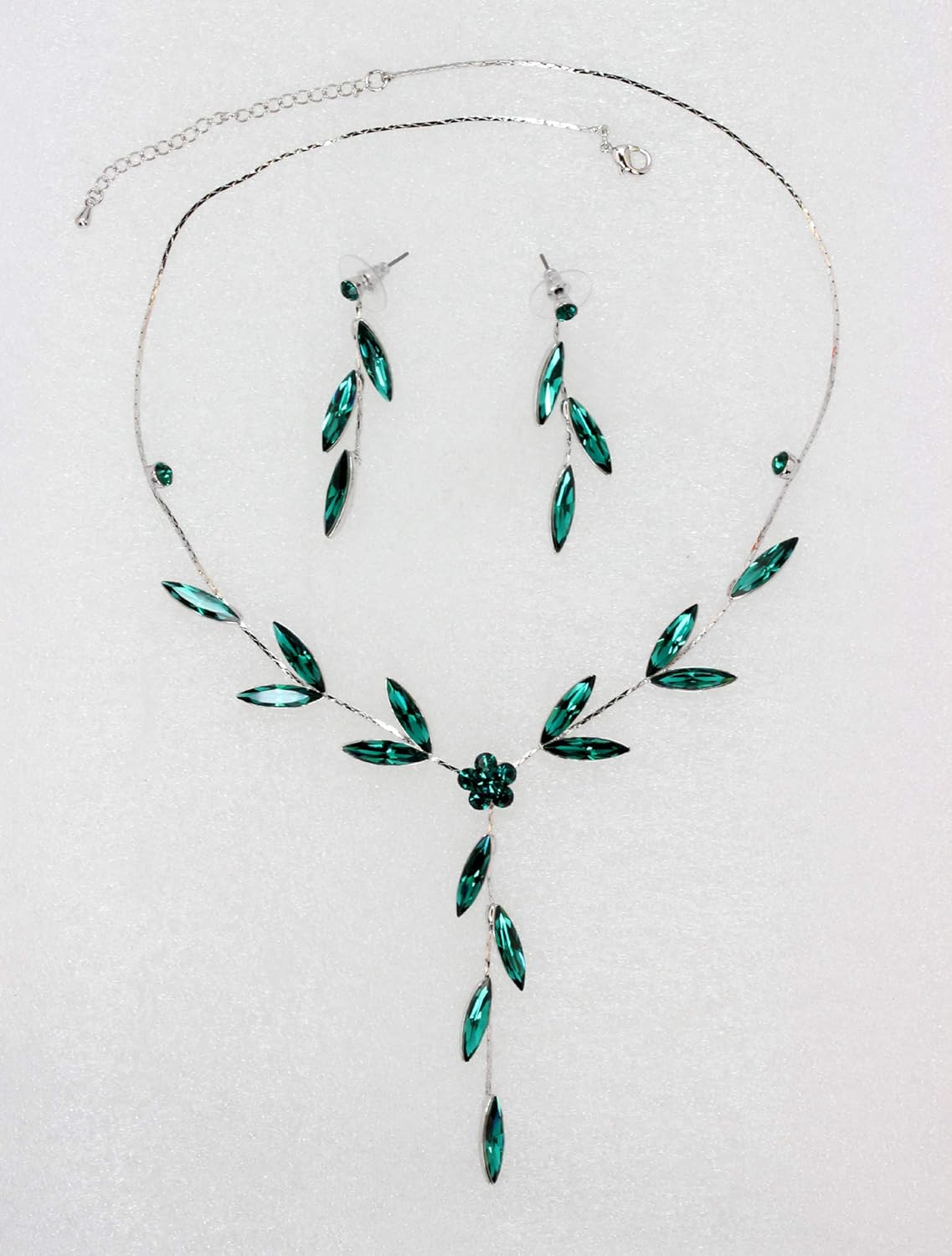 Faship Gorgeous Rhinestone Crystal Floral Necklace Earrings Set - Image 2