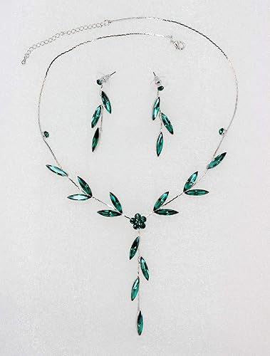 Miniatura 2 de Faship - Juego de collar y aretes con cristales de imitación florales