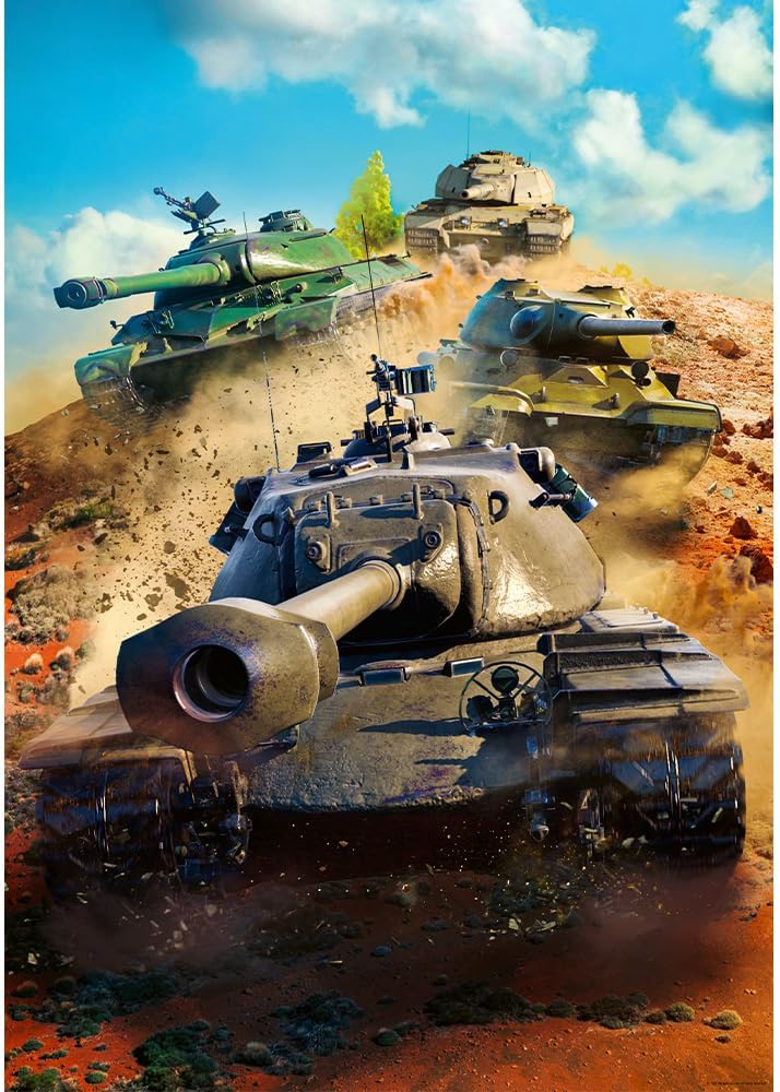 Trefl - World of Tanks, Tanks in Battle - Puzzle 1000 Elements - Jigsaw Puzzle with Tanks from The Popular Game, for Adults and Children Over 14 Years Old