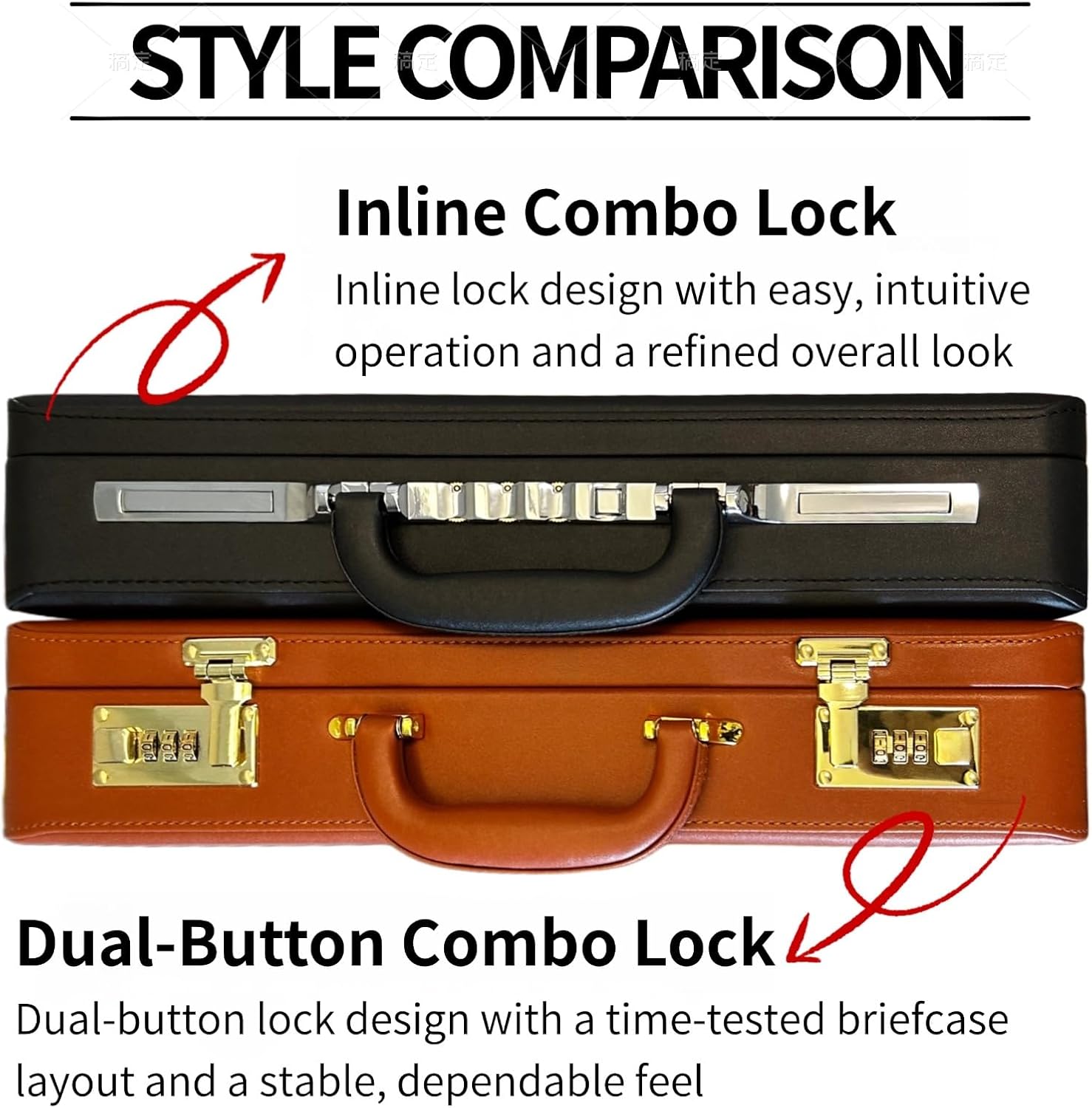 Briefcases for Men, Professional Leather Briefcase with Lock, Hard Shell Business Brief Case, Durable Executive Attache Case for Laptop Documents, Mens Hard Briefcase for Work Office Travel - Image 3