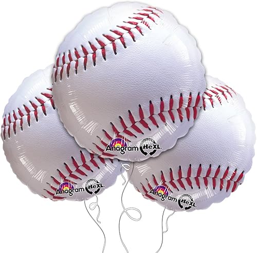 Globos Mylar de béisbol de 18 pulgadas - 3 piezas de Anagram