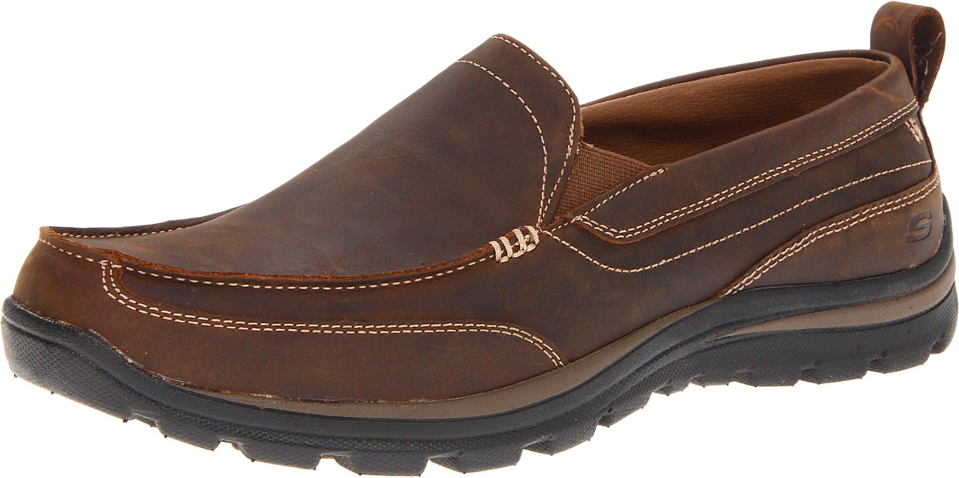 mens brown slip on loafers