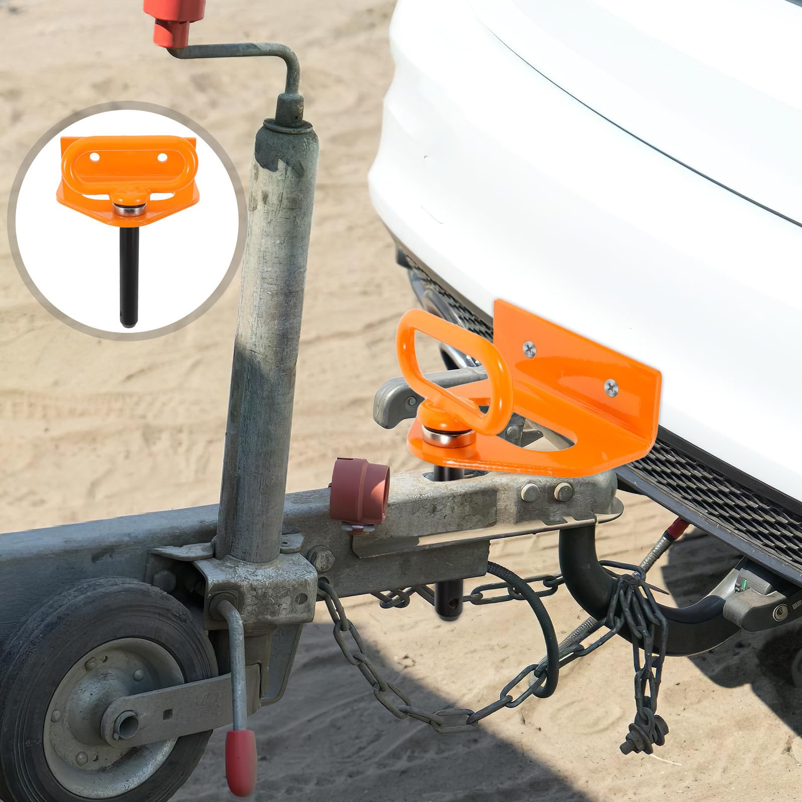 Beavorty Magnetkupplungsbolzen aus Eisen Orange Gebogene Platte Traktor Zugkupplungsbolzen für Gartenanhänger Rasenmäheranhänger und Traktoren Sicherungsteil für Garten ATV und Kleine