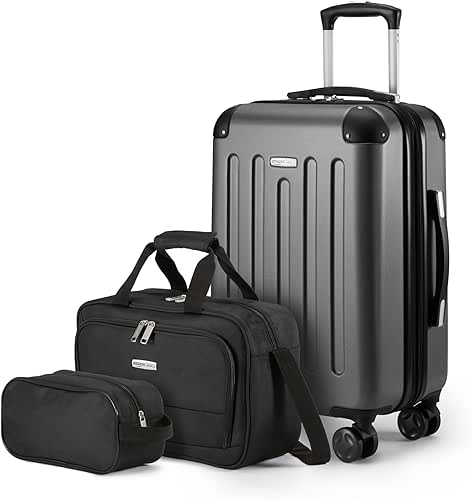 Amazon Basics 3-Piece Luggage Set, Including One Carry-On Luggage (22"