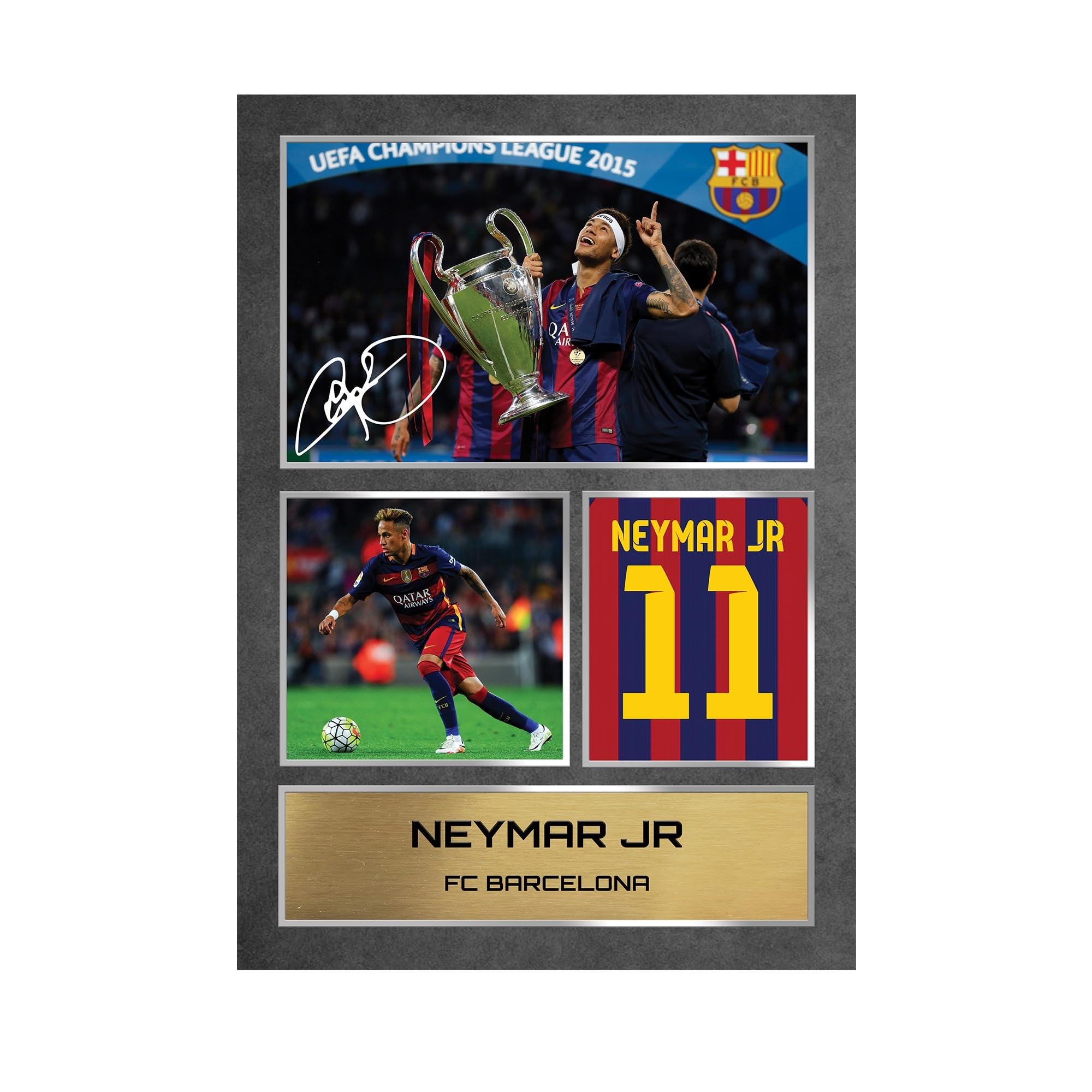 Neymar Barcelona Signed Framed - Autograph Print Football Memorabilia A4 Unframed