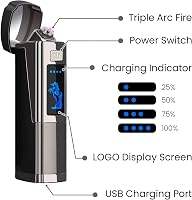 AngLink USB-s elektromos öngyújtó, szélálló plazma gyújtó LED kijelzővel 2