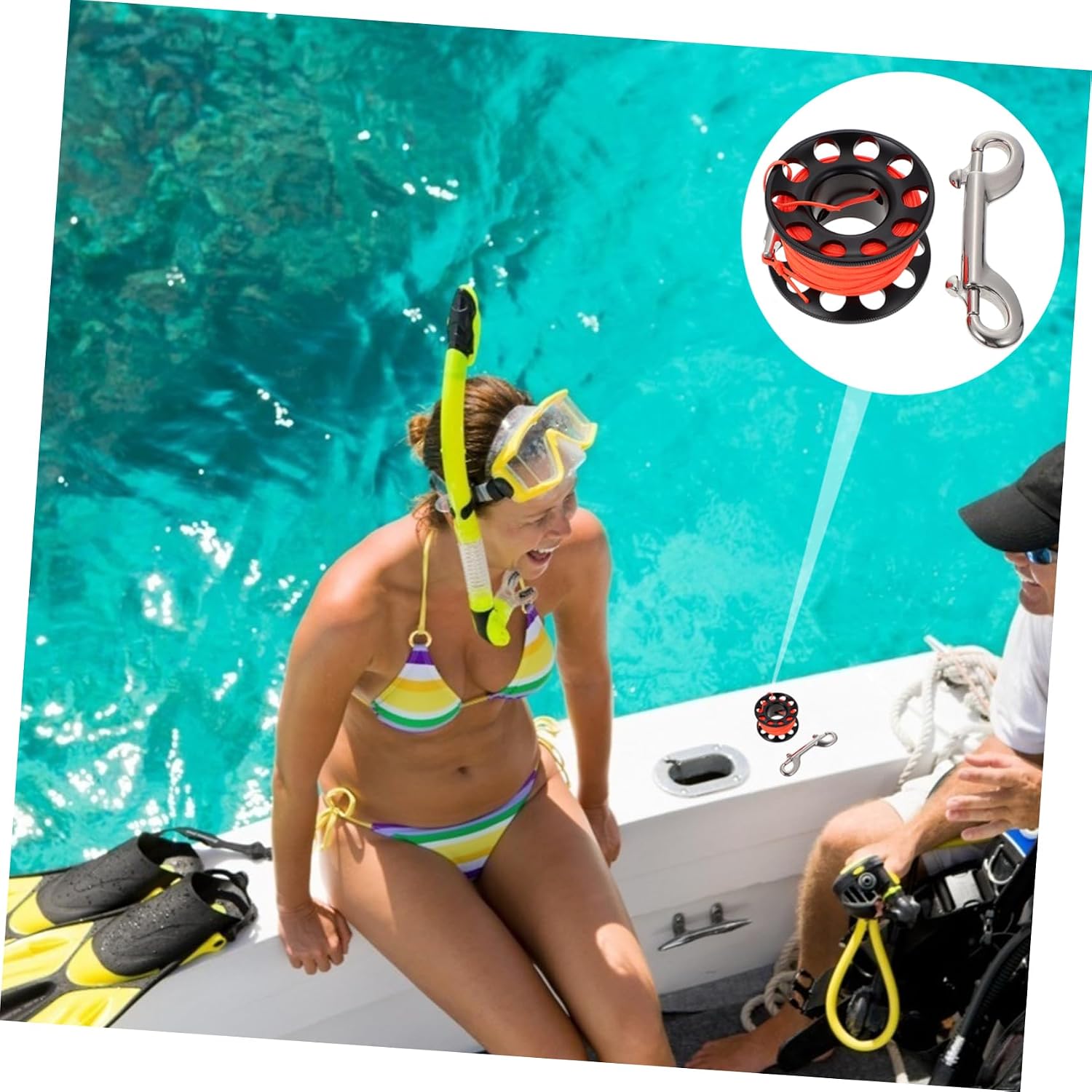 Toddmomy Diving Spool Scuba Spool Reel with Snap Clip Cave Diving Finger Underwater Diving Reel Spool Diving
