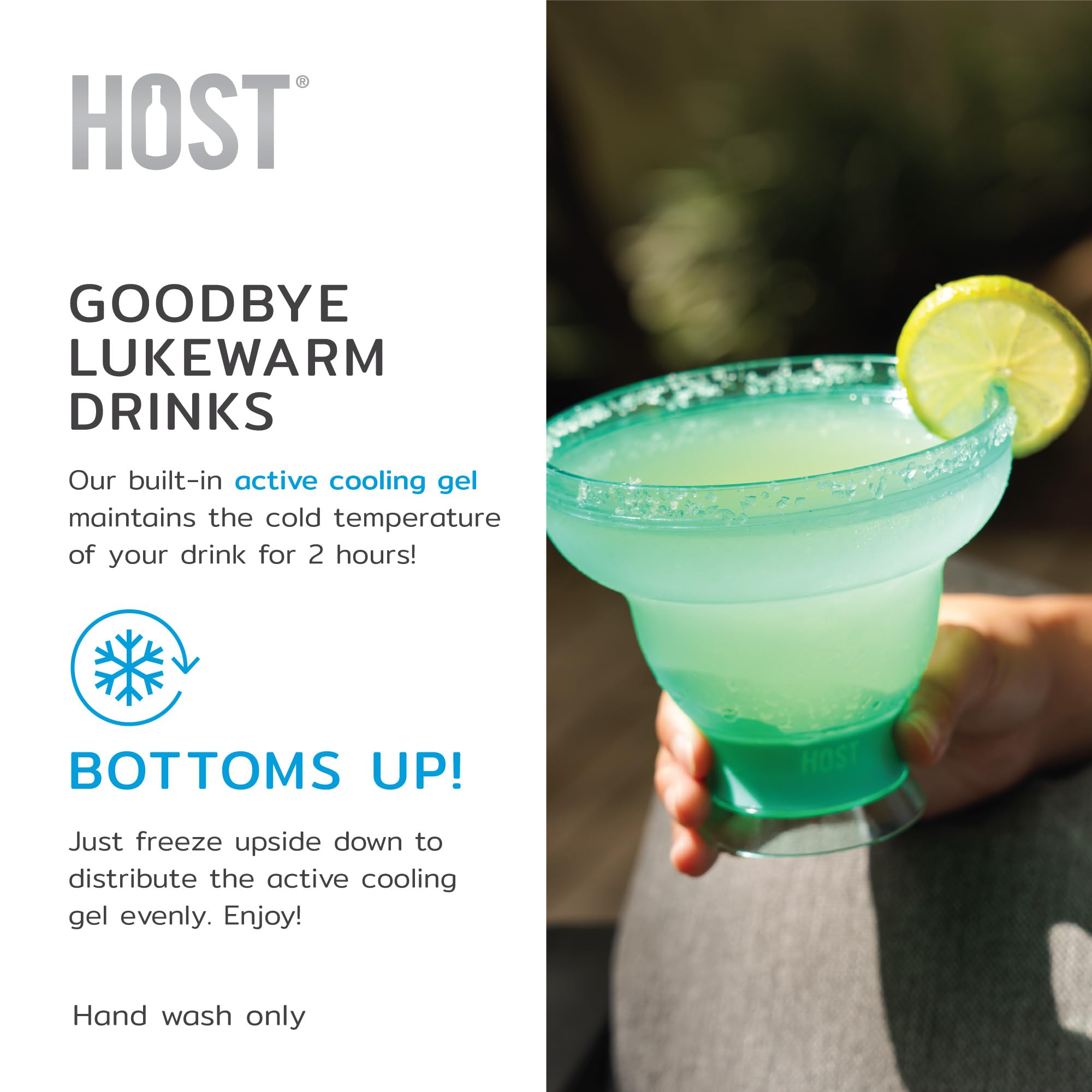 Host Freeze Cocktail, Frozen Cup Doppelwand Kunststoff Margarita Set Moderne Trinkgläser Aqua Blau 2er Set