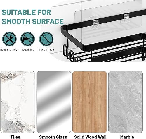 Miniatura 5 de StorageRight Organizador de ducha esquinero, paquete de 3 accesorios de baño adhesivos con soporte para jabón, estante organizador de ducha de acero