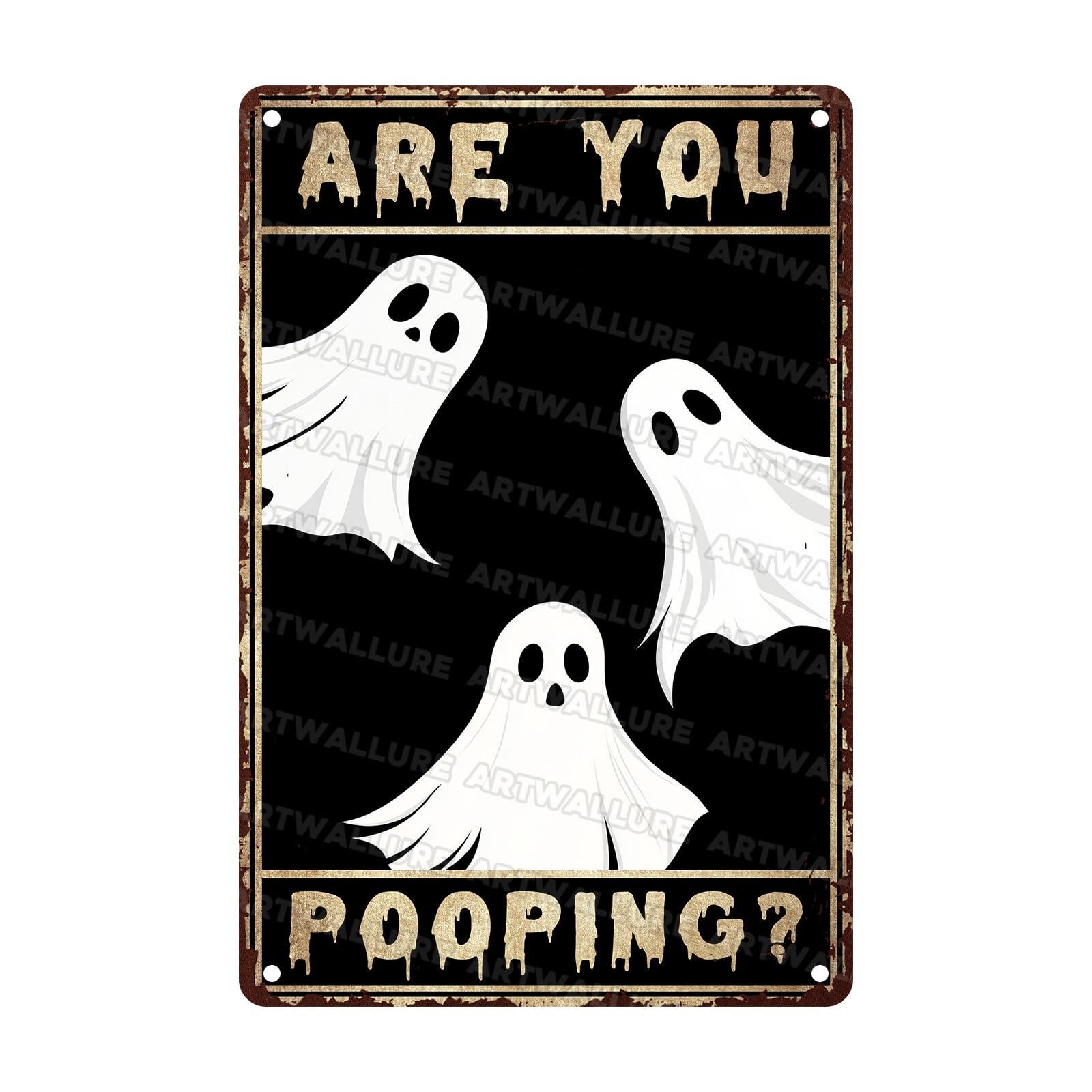 Ghost Metal Tin Sign Vintage Halloween Wall Art Rustic Bathroom Decor Tin Plaque Iron Painting Restroom Washroom 8x12inch