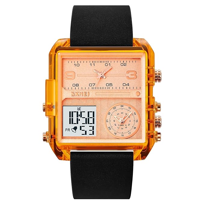 Buy SKMEI Men's Square Watch, LED Backlight Large Screen MultiTime