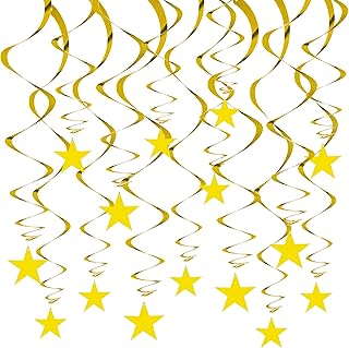 BEISHIDA Gold Star Hanging Swirl Decorations,Hanging Gold Party Supplies for Graduation Wedding Baby Shower Decorations,Pack of 15
