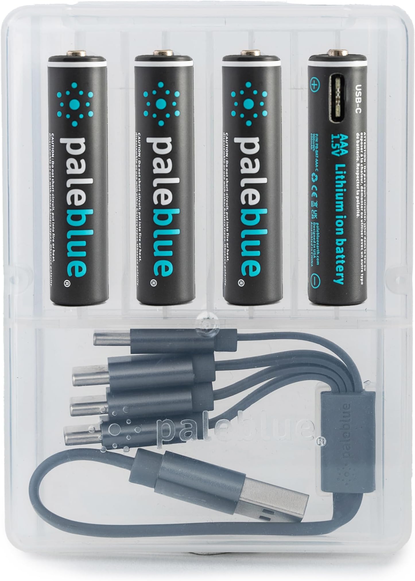 USB Rechargeable AAA Batteries by Pale Blue, Lithium Ion 1.5v 600 mAh, Charge...