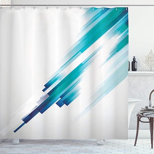 Miniatura 20 de Ambesonne Cortina de ducha amarilla, inspirada en pícnic, temática de los años 50, 60 y 70, estampado de lunares retro, juego de decoración de baño