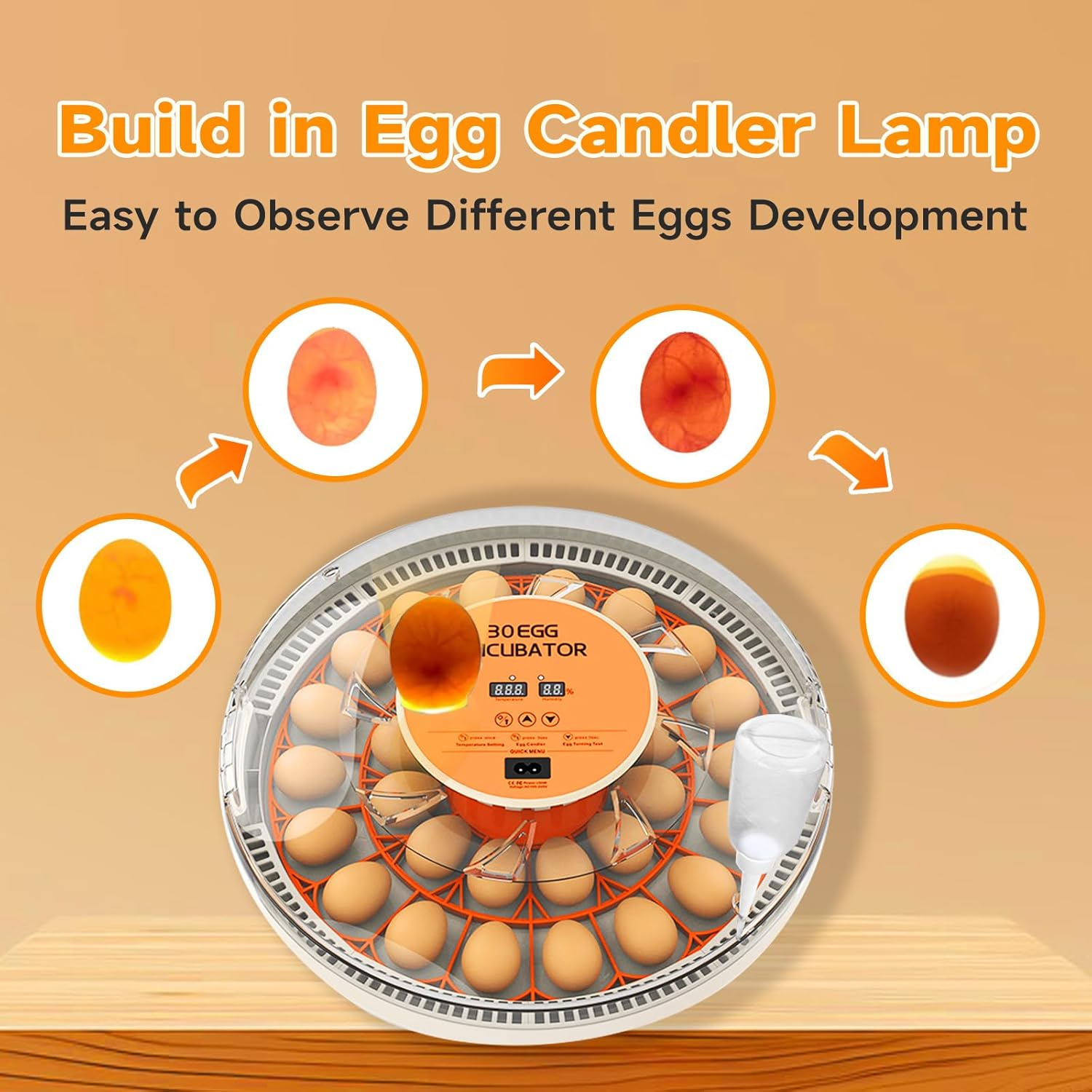 Egg Incubator for Hatching Eggs,with Automatic Egg Turning and Humidity Control,Egg Incubator to Hatch Quail,Chicken,Goose and Duck Eggs, Suitable for Home,Classroom, Lab and Farm-30 Eggs Capacity