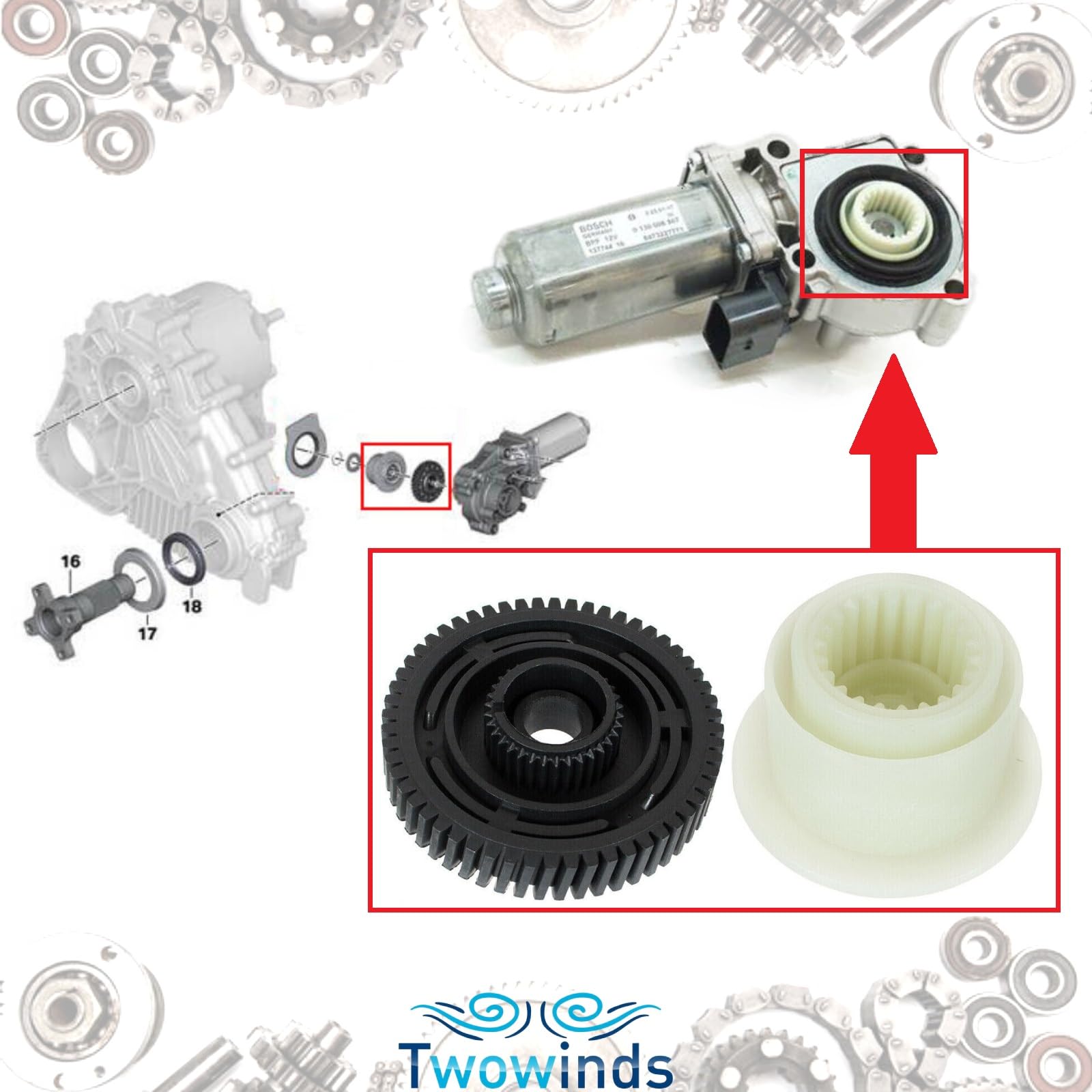 Twowinds Pignon Boîte de Transfert Compatible avec BMW X3 E83 X5 - (2 pcs)
