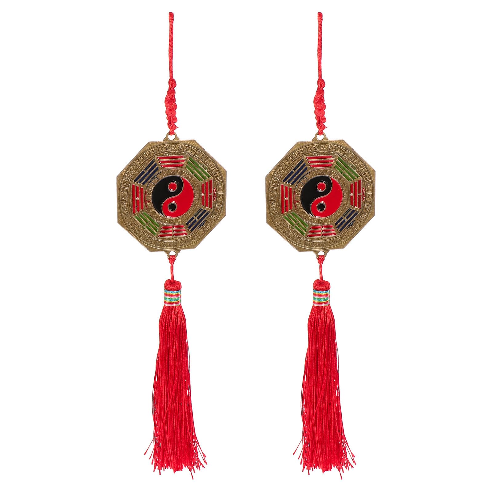 GALPADA Pendentif Miroir en Alliage 2pcs Artisanat Feng Shui Unique pour Maison, Symbolise la Prospérité et Chasse Les Esprits Malins, Décoration Murale Élégante