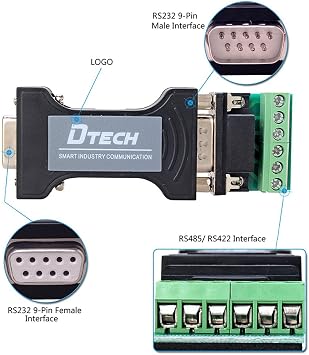 DTECH RS232 to RS485 RS422 Serial Communication Data Converter Adapter Mini-Size