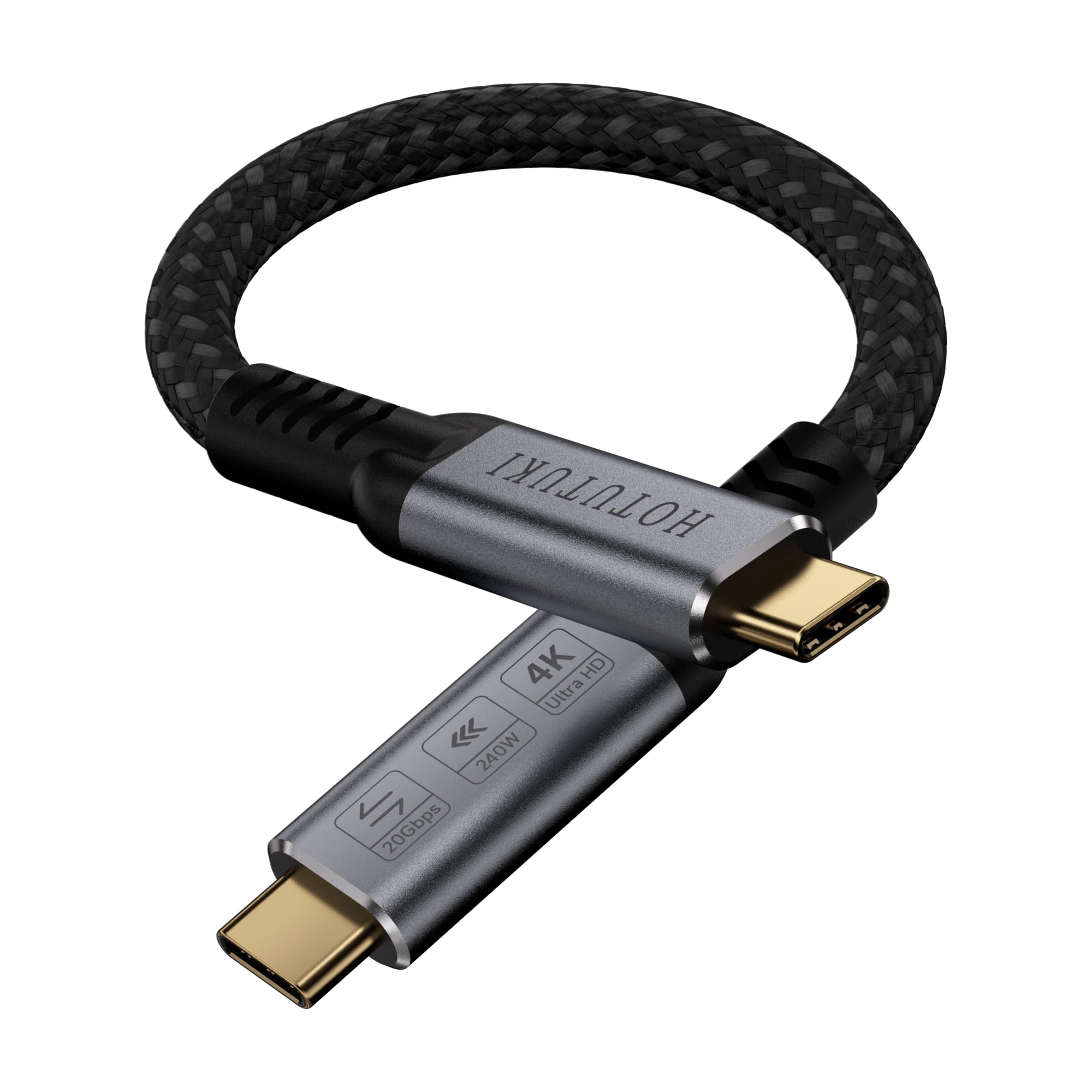 HOTUTUKI usb c datenkabel Kurz 15cm Kompatibel mit Thunderbolt 4/3,USB C 3.2 Gen2 x 2 high speed 20Gbps 240W 20V/5A,5K@60Hz 4K@120Hz,typ c auf type c Video Kable für VR,USB C Monitor,SSD