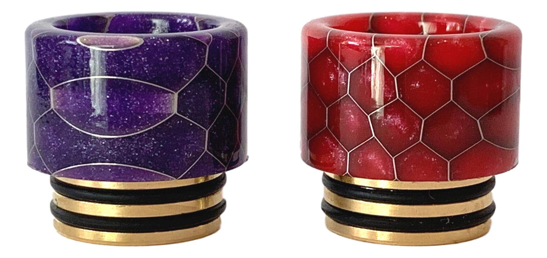 2 Pack, 810 Premium Snake Cobra Epoxy Resin Gold Coloured Stainless Steel Drip Tip Mouthpieces for SMOK TFV8 Big Baby, TFV12, Freemax Fireluke/Mesh Pro, HorizonTech Falcon King, Innokin Scion 2