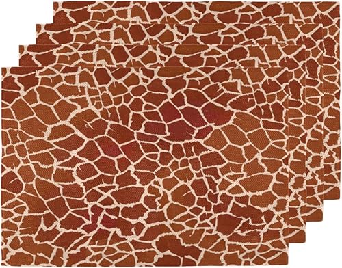 Juego de 4 manteles individuales con diseño de piel animal, lavables, impermeables, para fiestas, hogar, comedor, decoración de mesa de 18 x 12