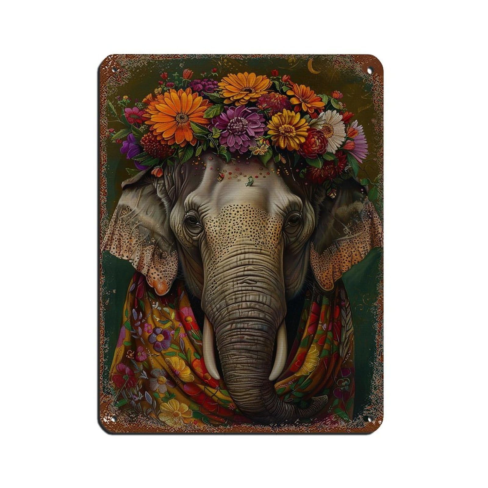Matisse Floral Elephant Poster Tin Sign Vintage Metal Pub Club Cafe Bar Home Wall Art Decoration Poster Retro 12x16inch(30x40cm)