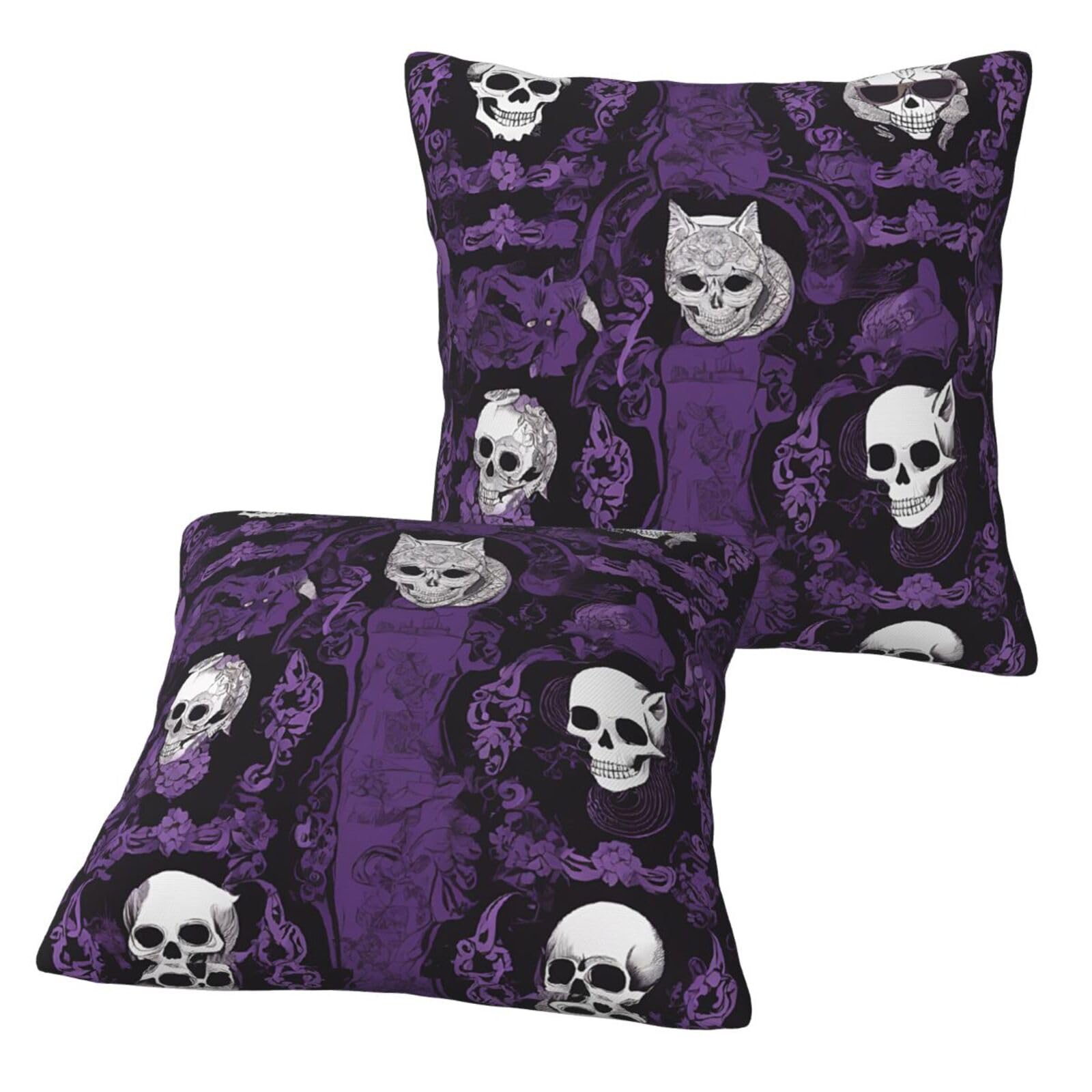 ASPOIJHN (Purple Black Goth Spooky) Throw Pillow Covers Set Of 2 Soft Double-Sided Printed Cushion Covers For Sofa Couch Bed Living Room Decor 30 x 30cm