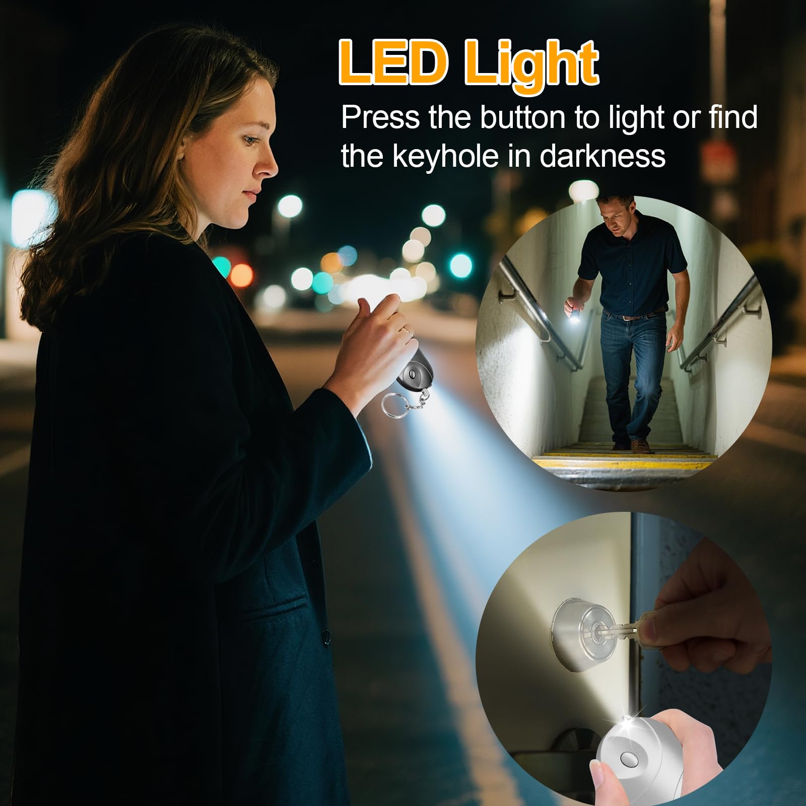 Personal Alarm 4 Pack Qoosea Safe Sound Personal Security Alarm Key Chain Siren 140 dB with LED Light - Image 4