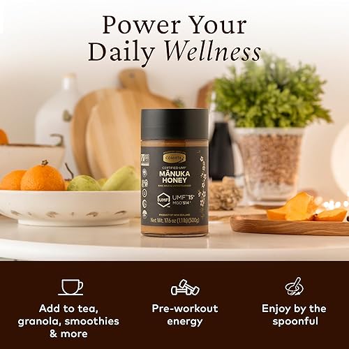 Miniatura 5 de Comvita Miel de Manuka UMF 15+ (MGO 514+) - Miel de Manuka cruda de Nueva Zelanda, pura y sin pasteurizar, superalimento para la salud inmunológica,