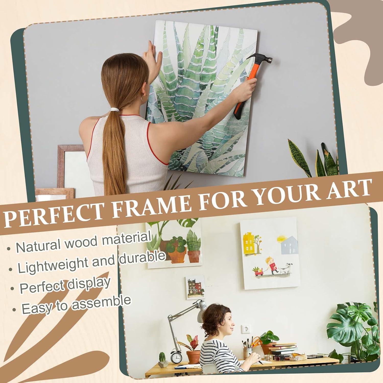 DoubleFill 2 Pack 12x16 Inch DIY Canvas Stretcher Bars Canvas Frame Wood Frames Kit Easy to Assemble for Prints, Posters, Oil Painting, Painting, Embroidery Stitch and Needlepoint Arts