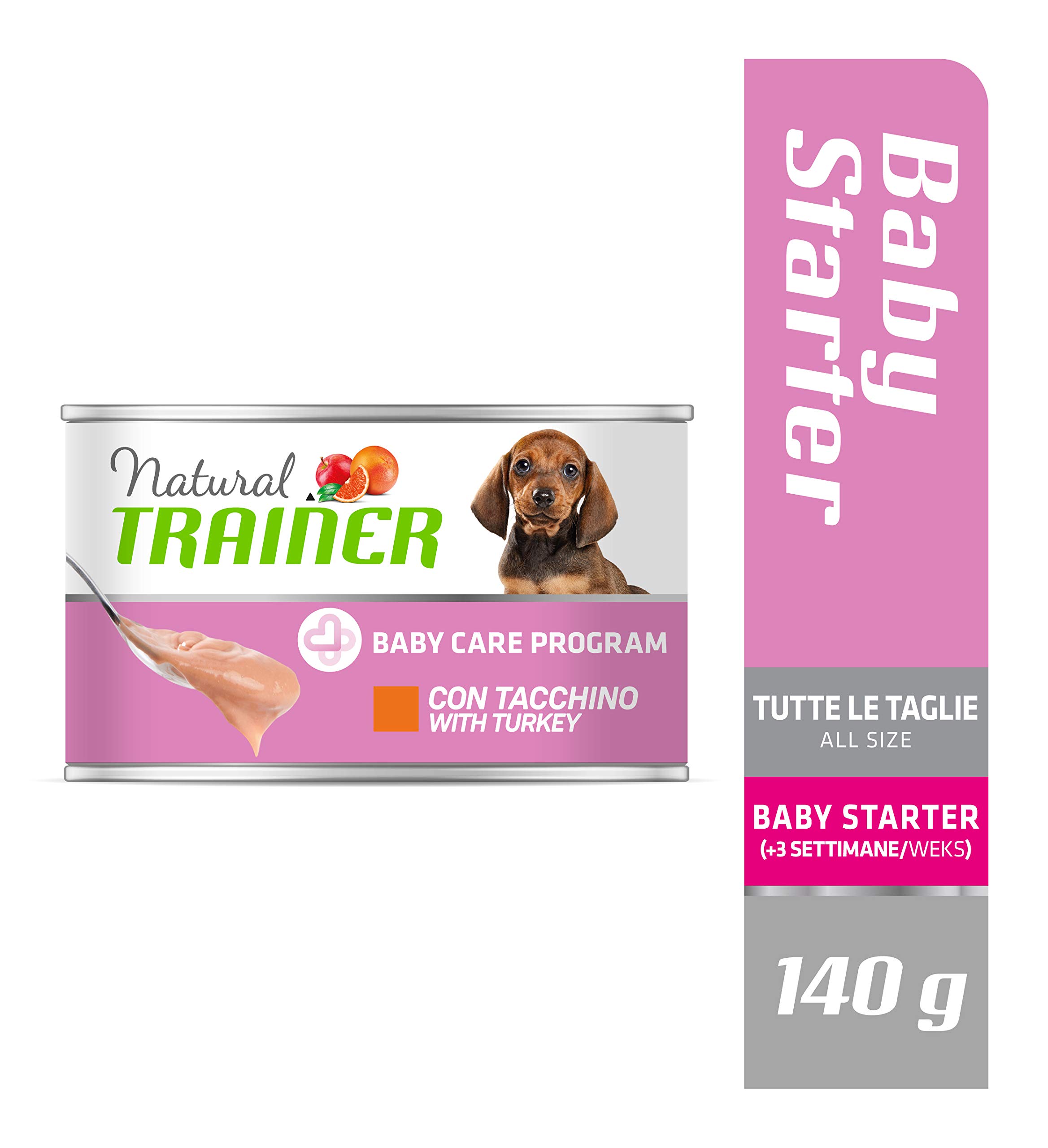 Natural Trainer All Size Baby Starter - Cibo Umido per Cani con Tacchino 24 x 140 g