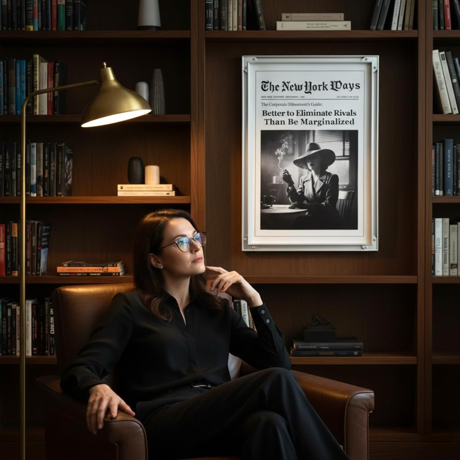 Vintage Attitude Newspaper Print - Black and White Framed Wall Art Poster - Modern Aluminum Frame - Aesthetic & Funny Decor for Room, Office, Dorm (16.7" L x 11.9" W)