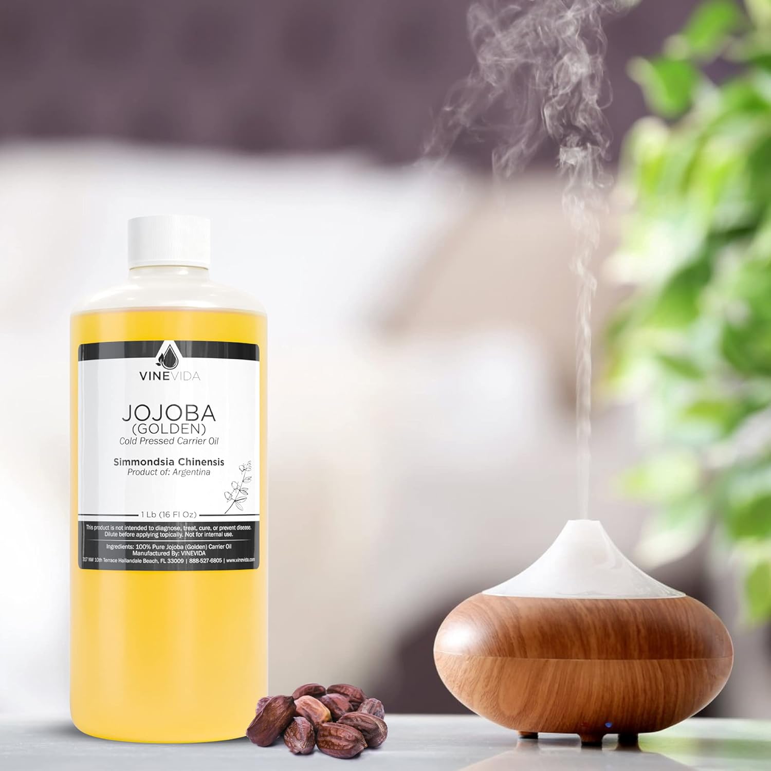 VINEVIDA Jojoba Carrier Oil - 16 oz, Undiluted, DIY Candle Scents, Bulk for Soap Making & Skin Safe