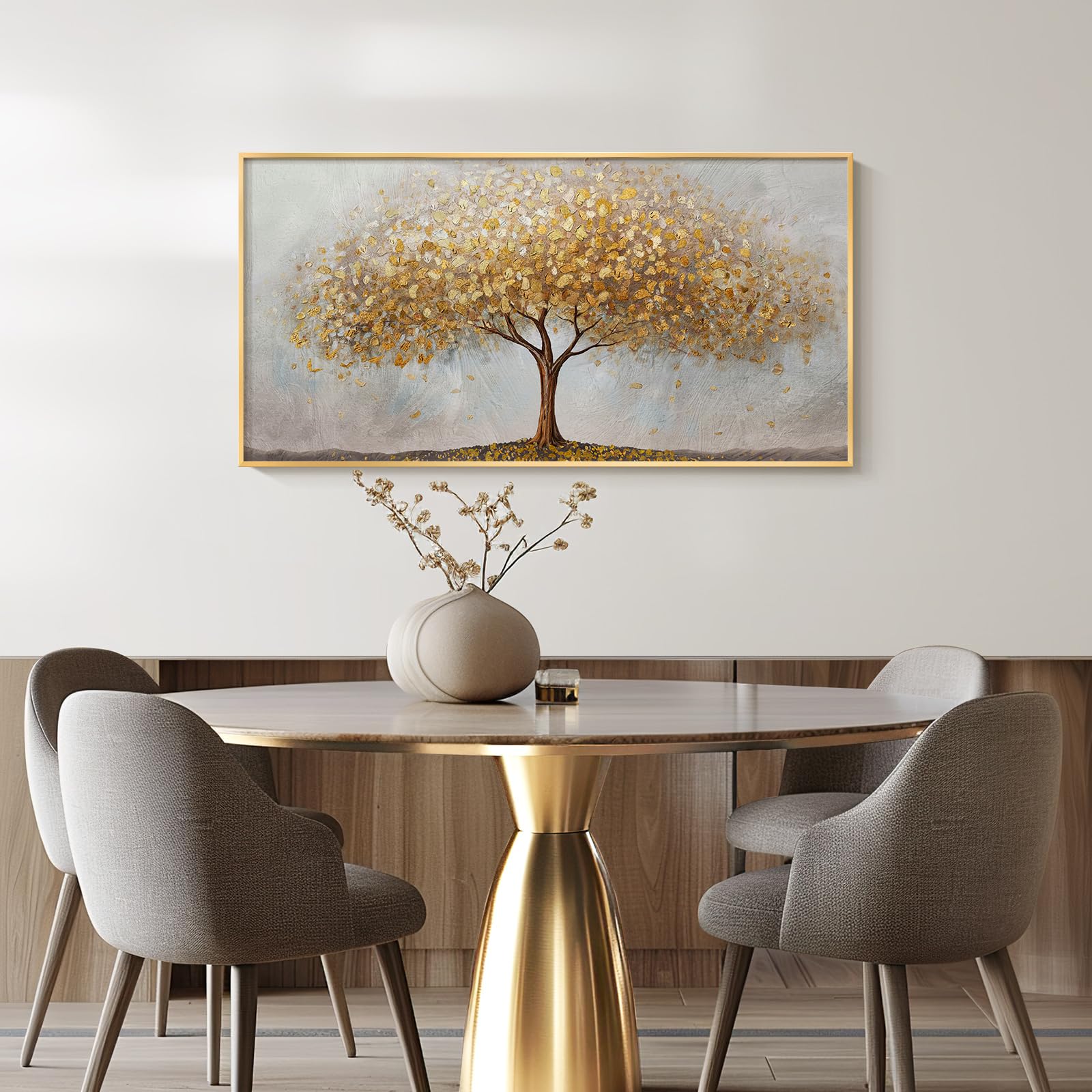Framed Tree of Life Wall Art for Living Room - Big Gold Framed Canvas ...