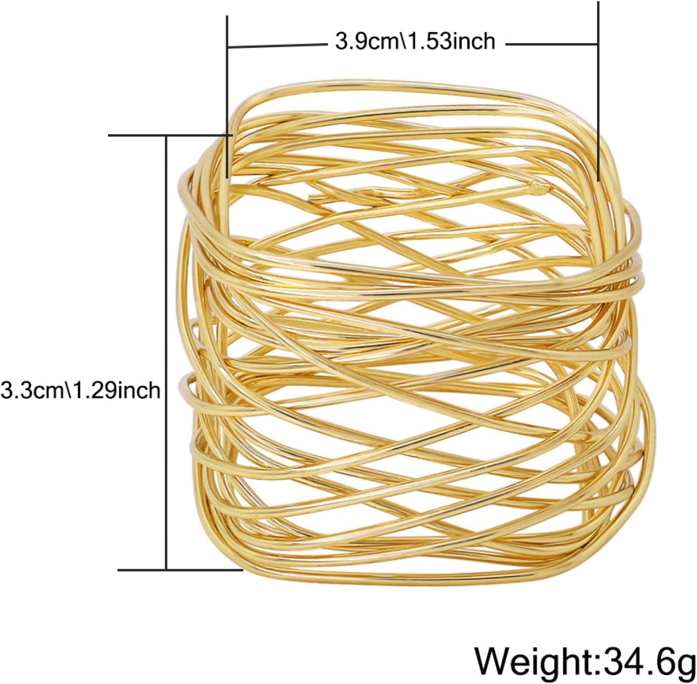 ナプキンリング 12ピーススクエアナプキンバックル合金ワイヤーループスクエアナプキンリングホテルゴールド