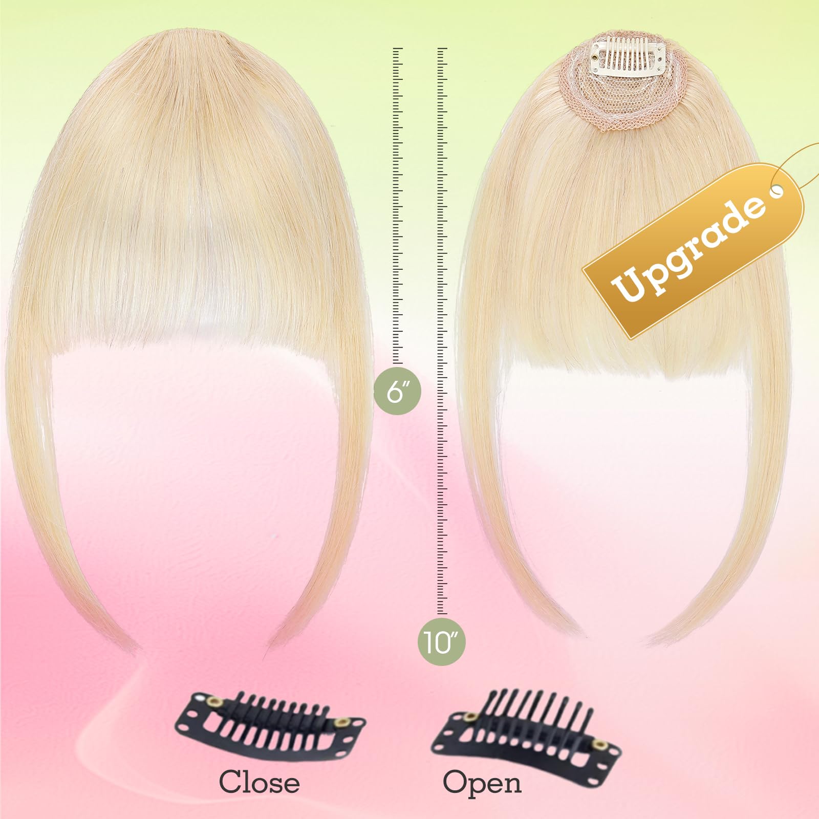 TESS 100% Real Human Hair Clip in Fringe Extensions Korean Kpop Popular Air Bangs - Image 2