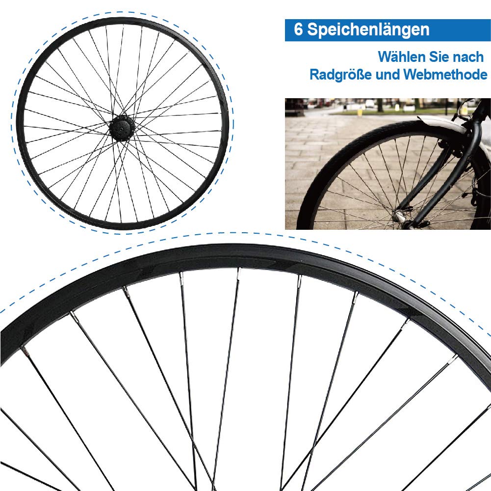 Spoke - Set di 38 Raggi per Bicicletta MTB con Raggi 258-283 mm