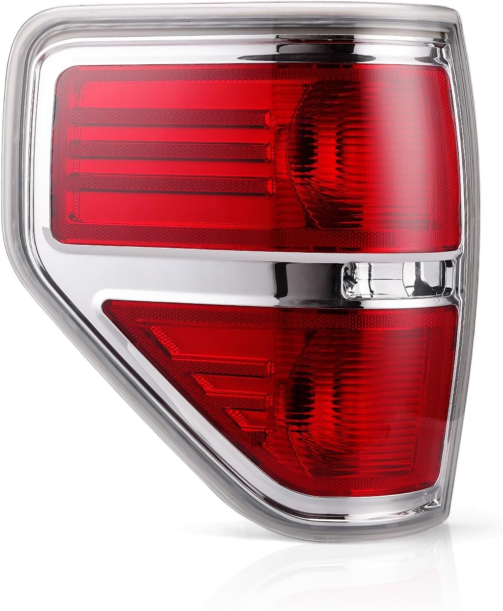 OKLPF Rear Brake Tail Lights Compatible With 2009 2010 2011 2012 2013 2014 Ford F150 F-150,Replace Silver Taillights Assembly Red Chrome Tail Lights,Not Included Bulbs,Driver and Passenger Side