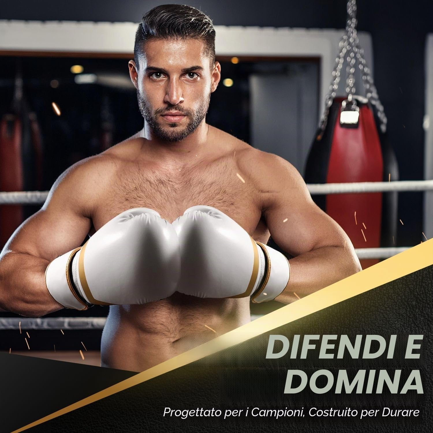 Flexzion Guantoni da boxe da 283,5 g, per uomini, giovani e donne, guanti da boxe da 283,5 g, per kickboxing, MMA, Muay Thai, allenamento, risparmio, bagaglio con fascia per il polso, bianco