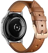 GEAK Leather Bands Compatible with Samsung Galaxy Watch 7 40mm 44mm, Galaxy Watch 6 5 4 40mm 44mm, Galaxy Active 2 40mm 44mm, 20mm Watch Band for Women Men, Brown