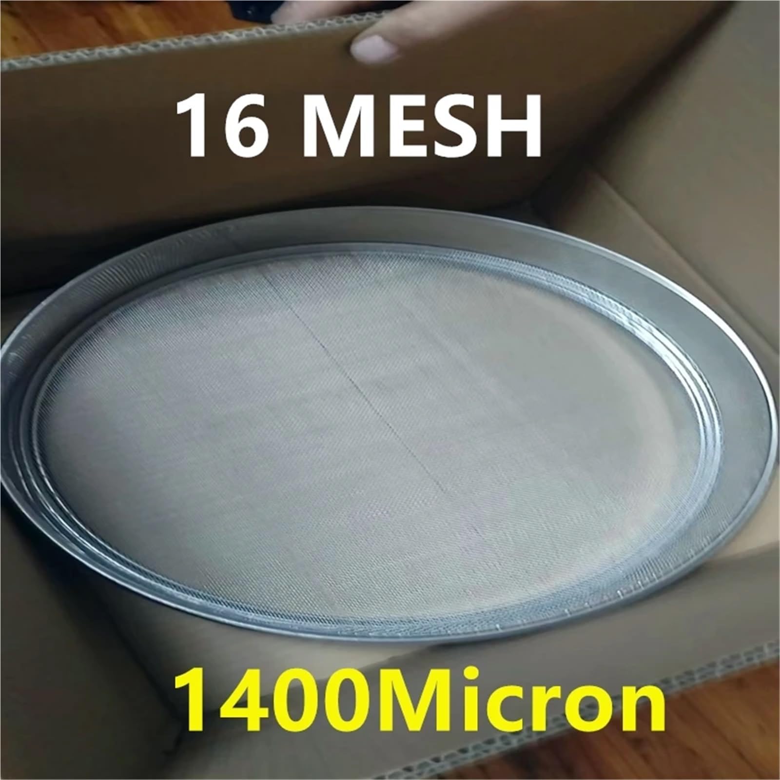 Tamiz， Tamiz de harina, 1 unidad, 4-500 m, redondo, acero inoxidable, for laboratorio, con apertura estándar, for cocina, filtro en polvo, for suelo(16 Mesh 1400micron,30cm Diameter)